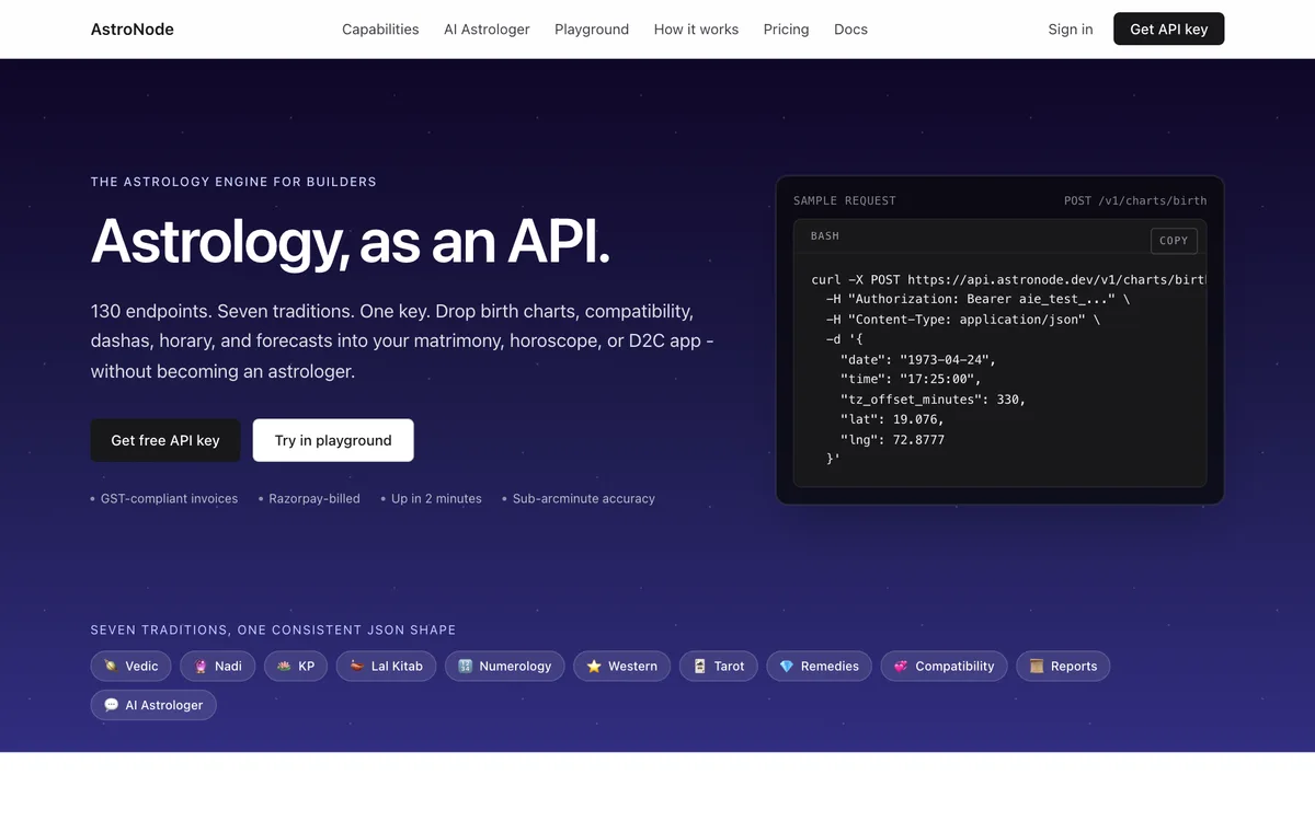 Astronode — Astrology as a Service — screenshot